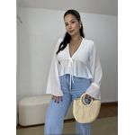 Blusa Bata Amarração Manga Ampla Branca