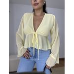 Blusa Bata Amarração Manga Ampla Amarela