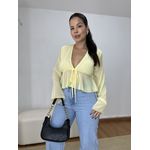 Blusa Bata Amarração Manga Ampla Amarela