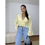 Blusa Bata Amarração Manga Ampla Amarela