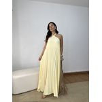 Vestido Frente Única Plissado Amarelo