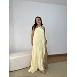 Vestido Frente Única Plissado Amarelo