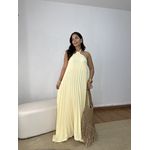 Vestido Frente Única Plissado Amarelo