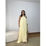 Vestido Frente Única Plissado Amarelo