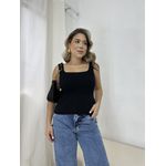 Blusa Tricot Modal Peplum Preta