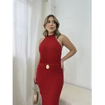 Vestido Midi Frente Única Gisele Vermelho