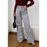 Calça Wide Leg Feminina Cinza Estonada