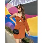 Vestido Crepe Nula Manga Alça Terracota