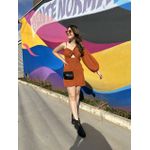Vestido Crepe Nula Manga Alça Terracota