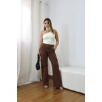 Calça Feminina Cargo Reta Sarja Marrom