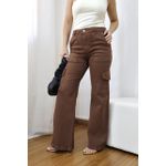 Calça Feminina Cargo Reta Sarja Marrom