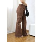 Calça Feminina Cargo Reta Sarja Marrom