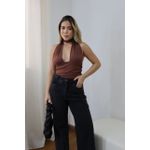 Blusa Feminina Frente Única Poliamida Liana Marrom