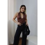 Blusa Feminina Frente Única Poliamida Liana Marrom