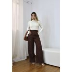 Calça Pantalona Feminina Alfaiataria Malu Marrom