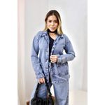 Jaqueta Jeans Feminina Alongada Média