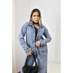 Jaqueta Jeans Feminina Alongada Média