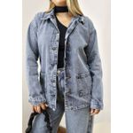 Jaqueta Jeans Feminina Alongada Média