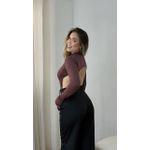 Body Feminino Manga Longa Costas Nua Cacau