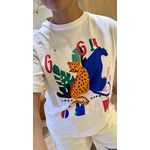 T-shirt Gabi Onça Azul/laranja