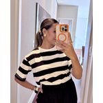 Blusa Listrada Cris Branco/preto