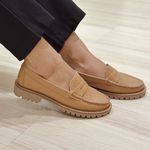 Mocassim Em Couro Amélia Caramelo