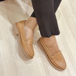 Mocassim Em Couro Amélia Caramelo