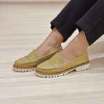 Mocassim Em Couro Amélia Verde