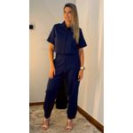 Calça Slouch Linho Azul Noite 