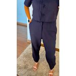 Calça Slouch Linho Azul Noite 
