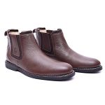 Botina Chelsea de Couro Masculina Brown