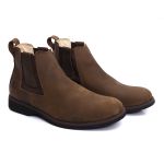 Botina Chelsea De Couro Masculina Musgo