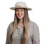 Chapéu Feminino Café no Brasil em Lona Cru com Laço em Tecido Lona Cru