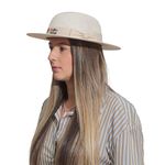 Chapéu Feminino Café no Brasil em Lona Cru com Laço em Tecido Lona Cru