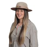 Chapéu Feminino Café no Brasil em Juta Fita com Laço em Tecido Juta