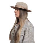 Chapéu Feminino Café no Brasil em Juta Fita com Laço em Tecido Juta