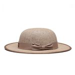 Chapéu Feminino Café no Brasil em Juta Fita com Laço em Tecido Juta
