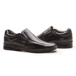 SAPATO SOCIAL ANTI-STRESS MASCULINO PRETO EM COURO LEGÍTIMO