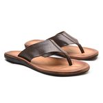 Chinelo Masculino Café em Couro