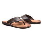 Chinelo Masculino Café em Couro