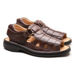 Sandália Masculina Confort Chocolate em Couro