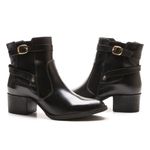 Bota Feminina Coturno Cano Curto Detalhe Fivela