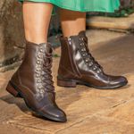 Bota/Coturno Feminina Kader Woman Couro Confort Café