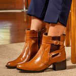 Bota/Coturno Feminina Kader Woman Couro Napa Confort Whisky