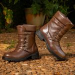 Bota/Coturno Feminina Kader Woman Couro Plume Chocolate