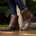 Bota/Coturno Feminina Kader Woman Couro Confort Chocolate