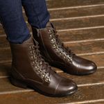 Bota/Coturno Feminina Kader Woman Couro Confort Café