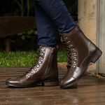 Bota/Coturno Feminina Kader Woman Couro Confort Café