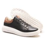 Sapatenis Casual Sola-alta Calprado Preto com Ambar Couro
