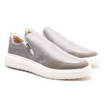 Tenis Slip On Couro Grafite